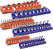 6-Piece Magnetic Socket Organizer Set, Magnetic Socket Holder, 1/4", 3/8", 1/2"