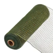 10 Inch Glitter Poly Burlap Mesh for Wreath Mesh Ribbon 10 Yard Green & Gold