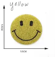 Rhinestone Iron On smiley face patch - Gemstone Iron On Smiley Face Patch Yellow