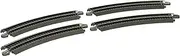 Bachmann Trains - Snap-Fit E-Z Track 15” Radius Curved Track (4/Card) - Nickel Silver Rail with Gray Roadbed - HO Scale