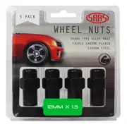SAAS Wheel Nuts Mag 12 x 1.50 Black 43mm 5Pk 743465BC