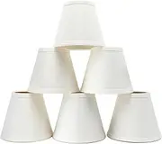 Small Lamp Shade Set of 6 Chandelier Shades 3" X 6" X 5" White Linen Lampshade Clip-On Bulb