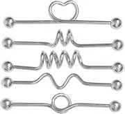 [WATIIFUFU] Creative Earbob Industrial Bar Piercing Heart Barbells Piercing Barbells Piercing Jewelry Industrial