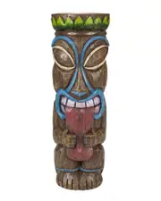 Northlight 16in Solar Lighted Polynesian Outdoor Garden Tongue Out Tiki Statue
