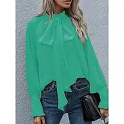 Women's Summer Tops Fashion Casual Long Sleeve Crew Neck Regular Tops Daily Weekend Vacation Wear Black Pink Wine Blue Orange Summer Spring Fall