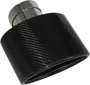 Universal Glossy Carbon Fiber Car Mufflers Tip Exhaust Pipe Nozzle Decoration Universal Stainless Silver Oval Width 150mm(Silver 67MM)
