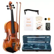 US 4/4 Acoustic Violin Kit w/Square Case, 2 Bows, 3 In 1 Digital Metronome Tuner