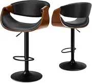 [ALFORDSON] 2X Bar Stools, Adjustable Kitchen Stool, Trice Swivel Counter Barstool in 61-82cm Seat Height, Wooden Dining Chair with Anti-Slip Floor Protector for Home Bar Dining Room