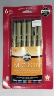 Set of 6 Micron Pigma Sakura 05 fine line color set 0.45 mm