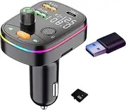 Bluetooths FM Transmitter in-Car,Wireless Radio Adapter Hands- Car Kit with Display - Supports Hands-