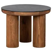 Knoxville 62cm Reclaimed Pine Round Side Table, Black