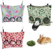 3 Pieces Rabbit Hay Feeder Bag, 3 Holes Hanging Hay Feeder Guinea Pig Hay Bag, R