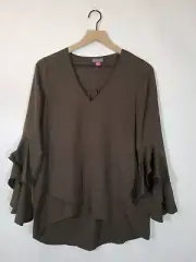 Vince Camuto Women's Flutter-Sleeve Top French Roast, US S