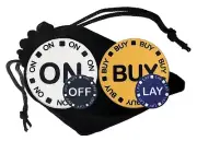 Premium 1.5" On/Off & Buy/Lay Craps 2-Sided Ceramic Lammer Buttons + Pouch Pack