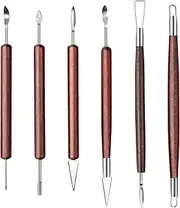 6 Pcs Pottery and Clay Sculpting Tools, Double-Sided, Smooth Wooden Handles
