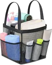 [AZIDWERYQ] Mesh Shower Caddy Tote 7.1x5.5x7.9'' Webbing Shower Basket with 7 Outer Pockets Quick Dry Hanging Toiletry Bag for College Dorm, Gym, Pool, Beach, Camping and Travel