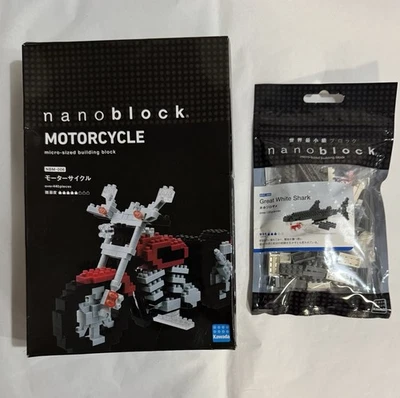 Kawada nanoblock Motorcycle 440 + Pieces NBM-006 & Nanoblock great white shark