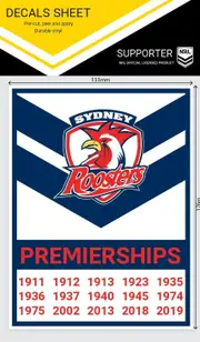 NRL Premiership History Decal - Sydney Roosters - Premier Stickers