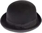 [CaySep] Women Vintage Black Wool Bowler Derby Hat Rolled Brim Dome Fedora for Men and Women