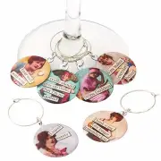 Funny Vintage Women Wine Glass Charms - Set of 6 Wine Tags Markers CLOSING DOWN
