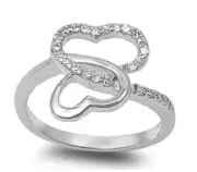 .925 Sterling Silver INFINITY HEART DESIGN CLEAR CZ PROMISE RING SIZES 4-10