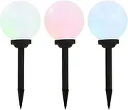 vidaXL Solar-Powered Outdoor Spherical LED Lamps, Set of 3, Colour-Changing, Environment-Friendly and Energy-Saving, White Polypropylene