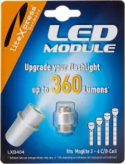 LXB404 Incandecent 3-7 C or D Cell LED Upgrade Modules for Maglite, One Size, Mu