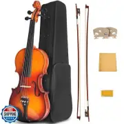 Ceciliec Violin For Beginners, 4/4 Violin Set Full Size Fiddle Solidwood for