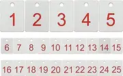 uxcell 25PCS Rectangle Number Tags 1-25, 3x4CM Number Key Tags Plastic Numbered with Hole for Organizer Drawing Prizes Field Sales Clothes Labels, White