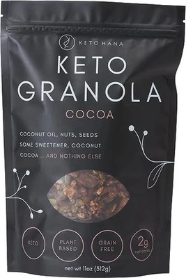Keto Hana Granola Cocoa Breakfast Cereal, Low Carb (2g Net) 1 Case 8 Pack