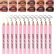 12 Colors Matte Brown Lip Liner Set for Women – Dark Red Nude Waterproof Pencil for Defining & Filling Lips, Long-Lasting Smooth Lip Makeup, High Pigmented