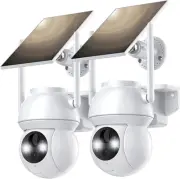 Solar Security Cameras Wireless Outdoor, WiFi Camera Outdoor 2K 2 Pack, White