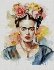 Frida Portrait (3) Cross Stitch Kits, 14ct Cotton, 150x 200 Stitch 26x37cm Counted Cotton Celebrity Artist Portrait Cross Stitch Kits