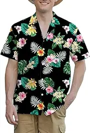 [Betusline] Boys and Men's Hawaiian Shirts Summer Beach Shirt Aloha Luau Shirts for Mens and Kids (2T-4XL)