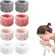 DWFEYOI Pack of 8 Skincare Absorbent Face Wash Wristbands Face Wash Wristbands for Washing and Skin Care Wristbands Sponge for Skincare for Sports Yoga Spa Shower, Headband and Cuffs