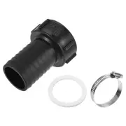 IBC Tank Hose Adapter 60mm Coarse Thread to 50mm Barbed Hose Fitting Black