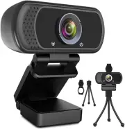 1080P Webcam with Microphone, HD Webcam Web Camera with Tripod Stand, Widescr...