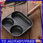 Cast Iron Egg Burger Maker 3 Section Divided Non-Stick Egg Pancake Steak Pan