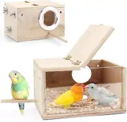 Parakeet Nesting Box - Visual Wooden Bird Nest Breeding Box - Bird Cage House wi