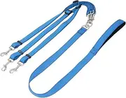 Heavy Duty 3 Dog Leash,3 Way Dog Leash No,Versatile 3 Way Dog Leash Thickened Nylon Leash with Detachable Coupler and Padded Handle for Secure Dog Walking and Training Sessions (Blue)