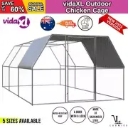 Outdoor Chicken Cage Galvanised Steel Hen House Coop Run Multi Sizes vidaXL