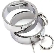 [HIPLAYGIRL] ChaodiaNYG Hardcore Metal Cuffs - Lockable Punk Wristband, Simple Handcuffs with O Ring, A Pair (7cm), 2.76 inch - 7 cm, Alloy Steel, no gemstone