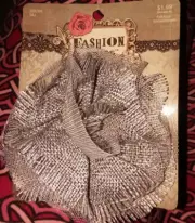 Fashion Tidbits Large Gray Silver Flower Brooch Hair Clip Mixed Media Materials