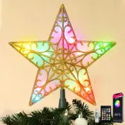 Christmas Star Tree Topper, RGB 9In Glittered Star Tree Topper Light with 10 ...
