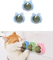 YYUNANG Catnip Wall Ball Toys for Indoor Cats,Catnip Balls, Edible Kitty Toys for Cats Lick, Kitten Chew Toys, Teeth Cleaning Dental Cat Toy, Cat Wall Treats(3PCS) (Blue)