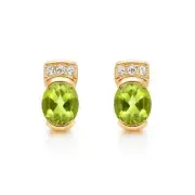 peridot and moissanite Stud Earrings gold plated 925 silver women's earrings