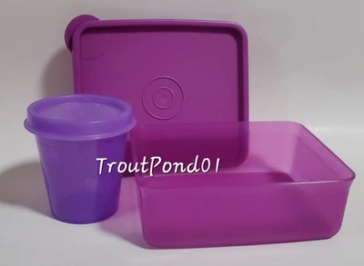 Tupperware Snack Set Square Away Mini Sandwich Keeper Grape Trinket Box Midget