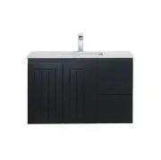 ACIA | 900mm Matte Black PVC Shaker Hampton Vanity Wall Hung