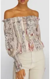 AllSaints Lara Makutu Off-The-Shoulder Top Multicolor/Soft Pink Size 12 - NWT