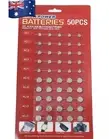 50PCS Mixed Button Coin Cell Battery Set AG1/AG3/AG4/AG10/AG12/AG13 Batteries